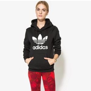 Adidas Originals Trefoil Black Sweatshirt Hoodie Women Size Medium